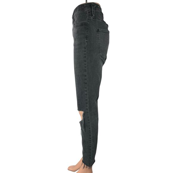 Madewell Black Distressed Curvy Cropped High Rise Skinny Denim Jeans Size 30 - Picture 2 of 6